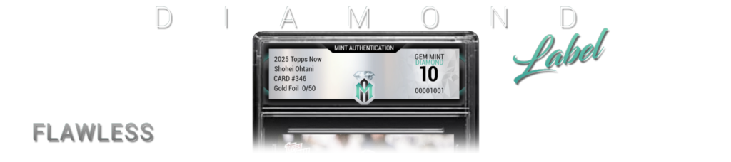 Gem Mint 10 trading card encased in a Flawless Diamond Label holder, representing the top 1% of the grading scale.