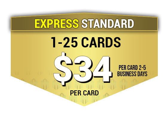 Pricing chart for Mint Authentication sports and TCG card grading, featuring encapsulation and express services.