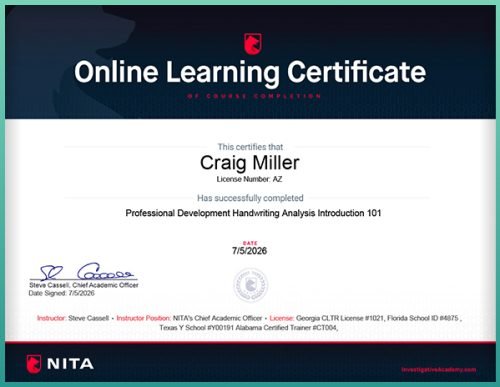 Craig Miller - Security Professional Development Handwriting Ana